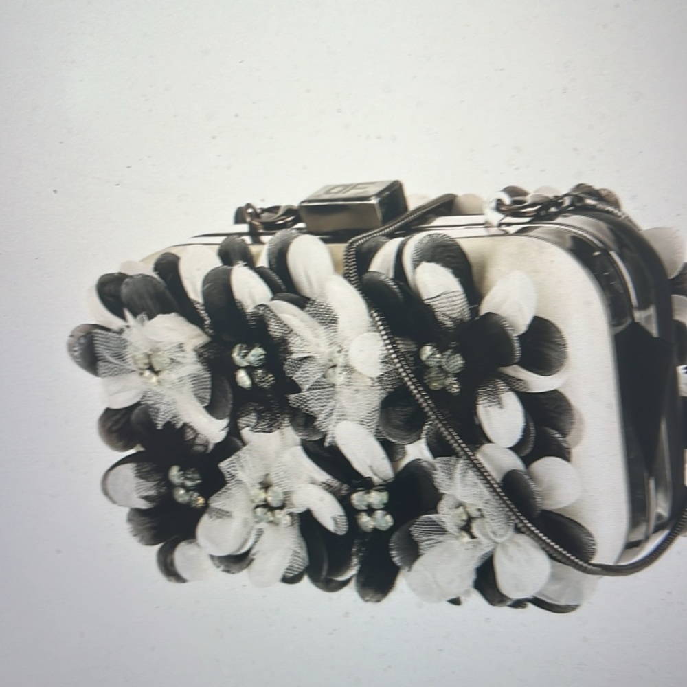 Anne Fontaine Black and White Floral Clutch